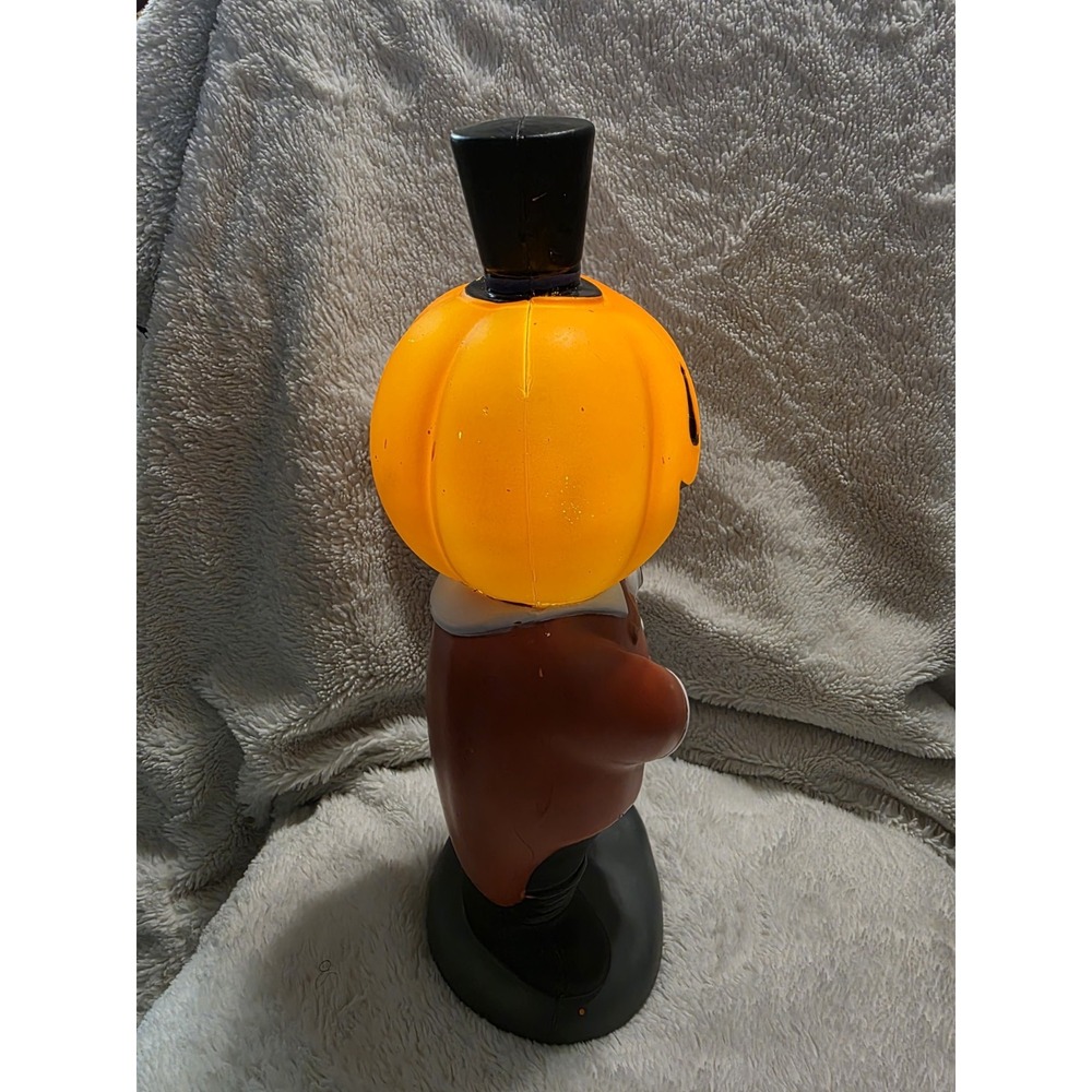 Vtg Halloween Pumpkin Man Light-Up‎ Deco Top Hat & Lollipop 12" Jack-O-Lantern - Picture 8 of 15